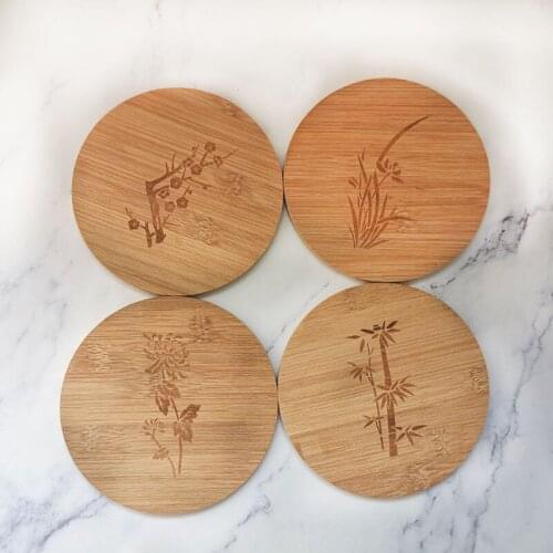 Bamboo insulation pad, solid wood anti-scalding pad, plum, orchid, bamboo and chrysanthemum mat