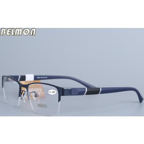 Belmon Reading Glasses Men Women Half-frame Diopter Glasses Male Presbyopic Eyeglasses +1.0+1.5+2.0+2.5+3.0+3.5+4.0 RS611