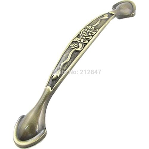 Flower Engraved Bronze Cupboard Cabinet Door Pull Handle Knobs