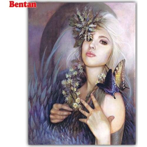 DIY 5D Diamond Painting Cross Stitch Pretty girl butterfly Diamond Embroidery Hobby Crafts Mosaic painting rhinestone Home Decor