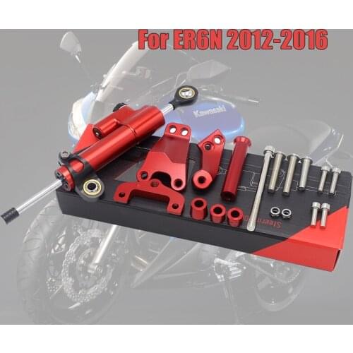 Motorcycles CNC Aluminum Adjustable Steering Stabilize Damper Bracket Mount Kit For Kawasaki ER6N 2012 - 2016