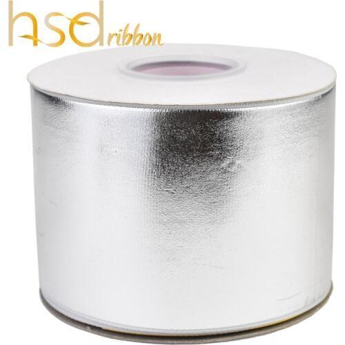 HSDRibbon 75mm 3inch Soild silver foil Printed on grosgrain ribbon