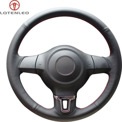 LQTENLEO Black PU Artificial Leather Car Steering Wheel Cover For Volkswagen vw Golf 6 Mk6 Jetta 6 Polo 2011-2014