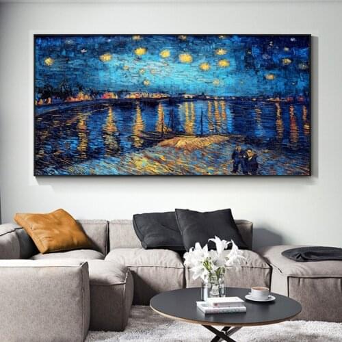Starry Night On The Rhone River By Vincent Van Gogh Picture,5d Diamond Painting Full Drill Square Round Embroidery,Cross Stitch