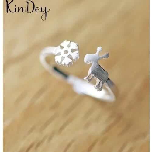 Kindey Punk Vintage Silver Color Deer Snow Rings For Women Men Engagement Rings Girls Party Gifts Anillos 2020
