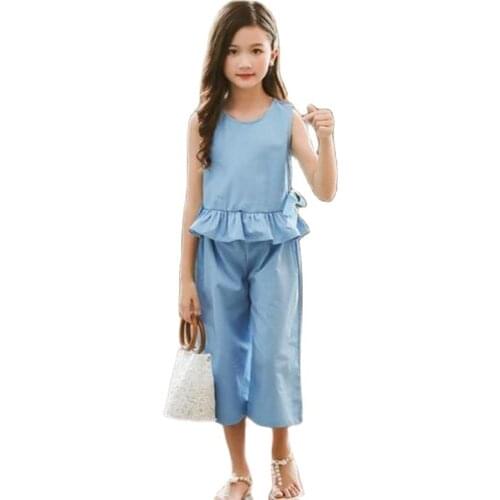 Girls Clothes Set Summer 2021 New Children Tops + Pants 2 PCS Suits For 4 6 8 9 10 12 Years Girls Clothing Kids Outfits