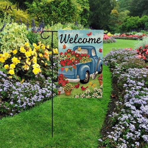 Summer Waterproof Yard Flags Outdoor Home Decoration Accessories Linen Cloth Garden Flags Double Sided Decorative Garden Flag