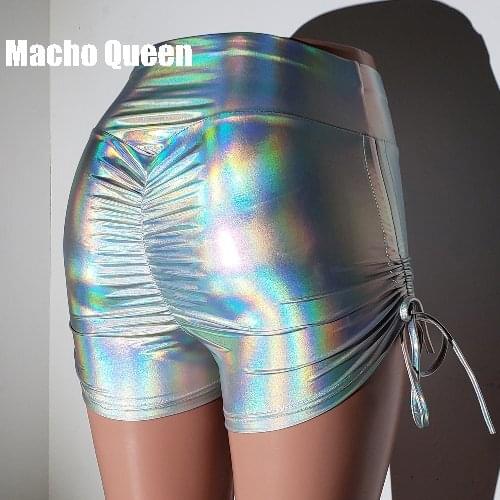 Summer Hologram Festival Rave Wear Clothes Outfits Holographic Sexy Booty Shorts Women Holographic Fabric Bikini Bottoms