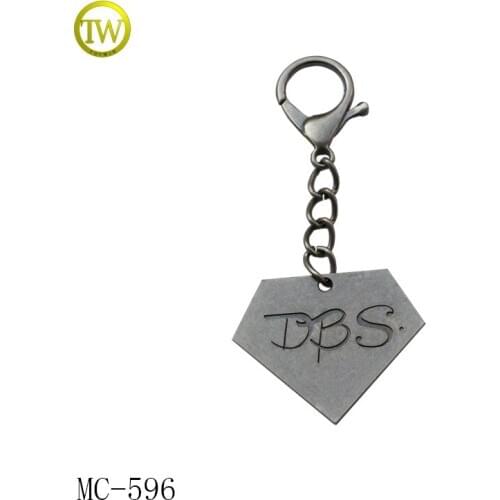MC596 custom high quality handbag antique silver metal chain hang tag