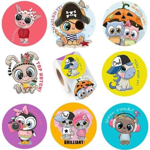 Kawaii Stickers For Kids Stationery Cute Big-Eyed Animal Review Stickers For Teachers Encourage School Supplies Scrapbookiing