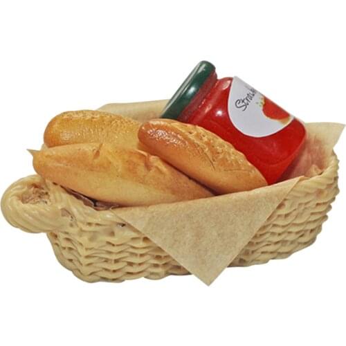 1:12 Dollhouse Cute Mini Jam Small Bread Basket Set, Dollhouse Dolls for Living Room & Dining Room Kitchen
