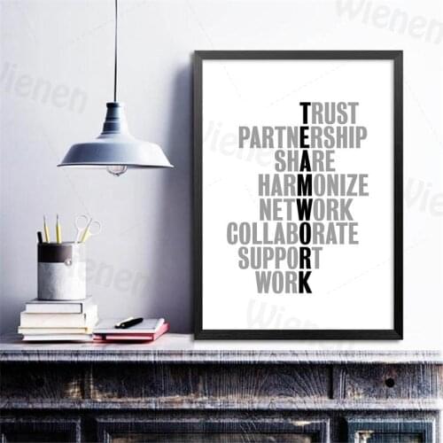 Minimalist Teamwork Motivational Quotes Poster Inspirational Canvas Painting Office Decor Wall Art Home Decor Mural Unframed