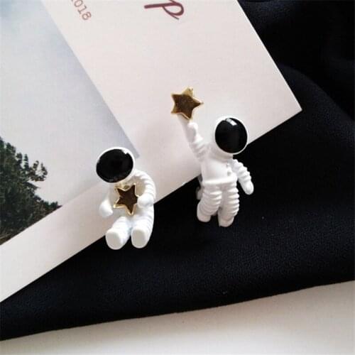 Fashion Sterling Silver 925 Astronaut Earrings Female 2021 New Trendy Summer Retro Vintage Earrings Brincos Wedding Jewelry