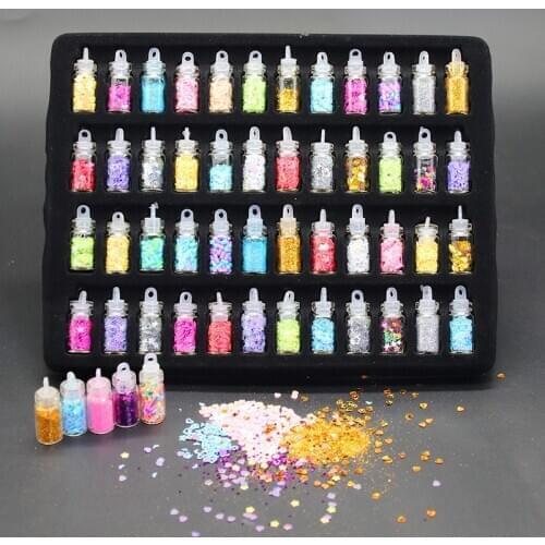48bottle Glitter Flakes Sequins DIY Resin Glitter Powder Set Kit Craft Flash Clay Filling Nail Art Silicone Epoxy Making DIY