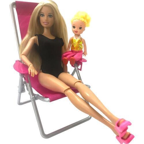 NK One Pcs Doll Plastic Accessories Princes Doll Beach Folding Chair Dream house Sofa Armchair Furniture For Barbie Doll 05A