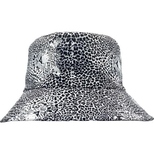 2021 Leopard Print Bucket Hat Reversible Fisherman Hat Outdoor Travel Panama Hat Leopard head Sun Cap Hats For Men and Women