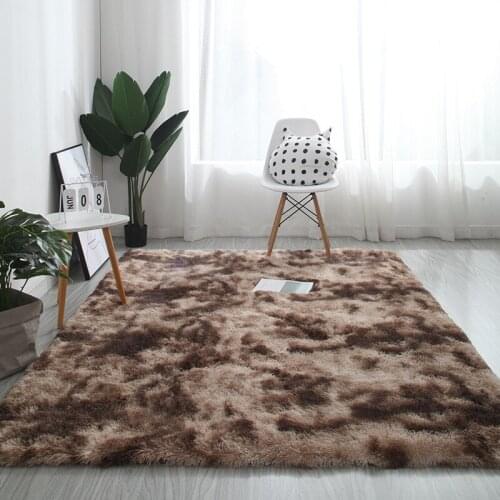 Nordic INS carpet bedroom living room bay window rug tatami rectangular thick carpet gradient color tie-dyed rug crawling mat
