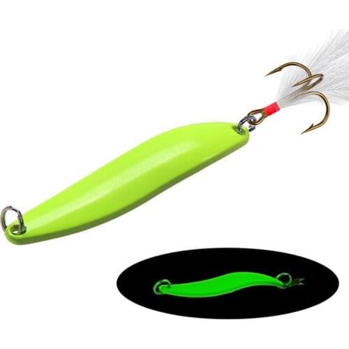 1Pcs Luminous Fishing Lures Artificial Bait Lure Metal Lure Feather Treble Hook Baits 5g 7g 10g 13g Sinking Jig crankbait Lure
