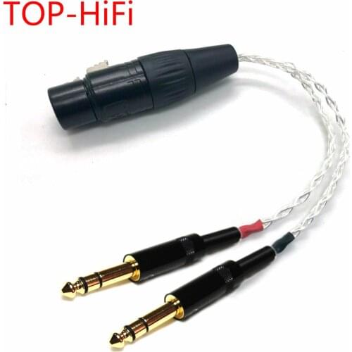 TOP-HiFi 2x 6.35mm 1/4" Male to 4Pin XLR Female Blanced Audio 8 cores Silver Plated Extension Cable Upgrade Cable