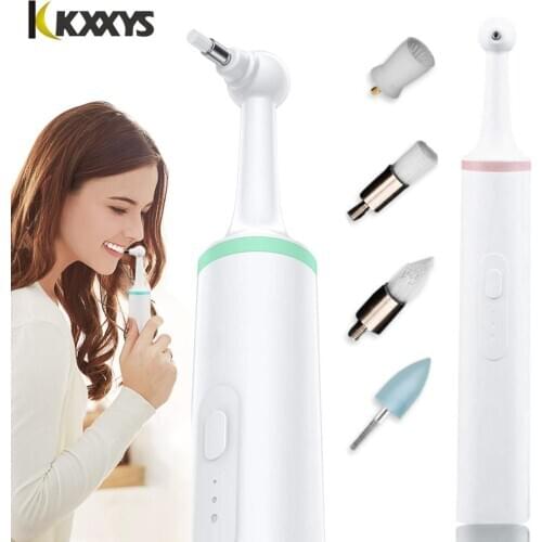 Rotary Type Electric Tooth Burnisher Stains Dental Scaler Remove Teeth Dirt Included 4pcs Whitening Replacment heads