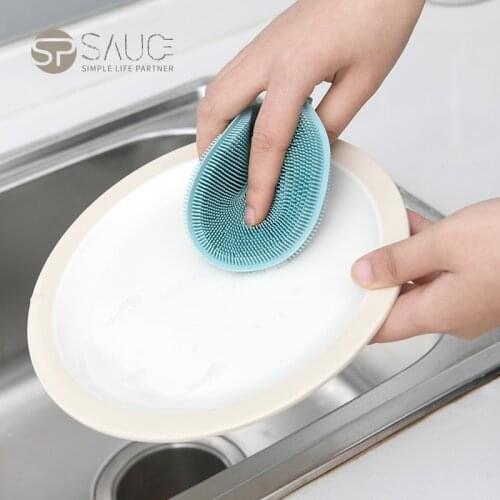 Japan Kitchen Cleaning Brush Silicone Dishwashing Brush Pot Pan Sponge Scrubber Fruit Vegetable Dish Washing Cleaning Brushes