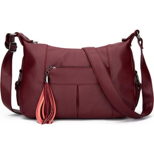 Women Soft Leather Handbags Tassel Crossbody Bags for Women Sac Ladies Messenger Bags Vintage Shoulder Bag Casual Hobos Bag New
