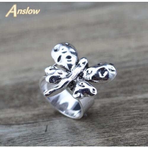 Anslow Vintage Top Quality Fashion Jewelry Wholesale Butterfly Adjustable Finger Ring For Women Valentines Day Gift LOW0028AR