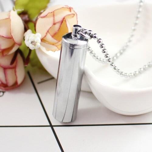 1PC Stainless Steel Memorial Glass Urn Locket Pendant Cremation Jewelry for Men Hair Locket Cremate Urn Necklace Ash Necklace