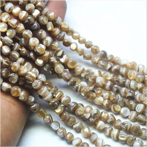 1 string natural shell beads strands mother of pearl beads shell chips size 6mm for bracelets making accessories 15.5 inches