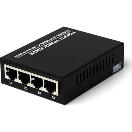 10/100M 20KM SC Single Mode Dual Fiber 1 Fiber Port +4 RJ45 Port Fiber Optic Media Converter