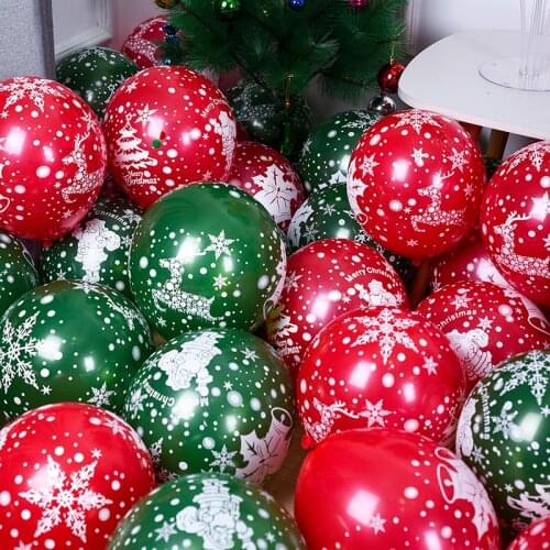 10Pcs Christmas Latex Balloon Christmas Decorations Santa Claus Red Green Balloon Festive Party Decoration
