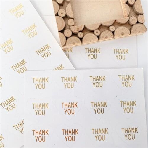 100pcs Transparent Bronzing thank you Golden Handmade with love sticker Self Adhesive stickers DIY Gifts Baking Package Label