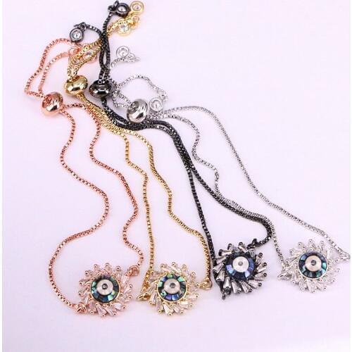12PCS, Fashion Rainbow Bracelet Charm Micro Pave CZ Zirconia Flower Shell Slider Link Chain Bracelets