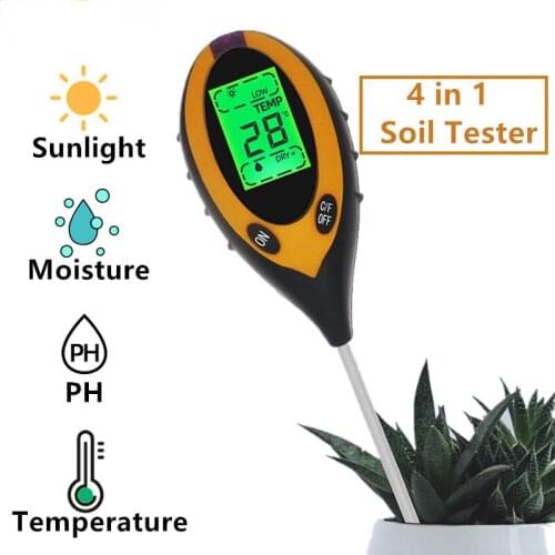 4 In1 Professional Soil PH Meter LCD Temperature Solar Moisture PH Garden Soil Tester LCD Display