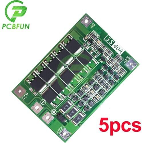 5pcs/lot 3S 40A BMS 11.1V 12.6V 18650 Lithium Battery Protection Board with Balanced Version for Drill Motor 40A Current