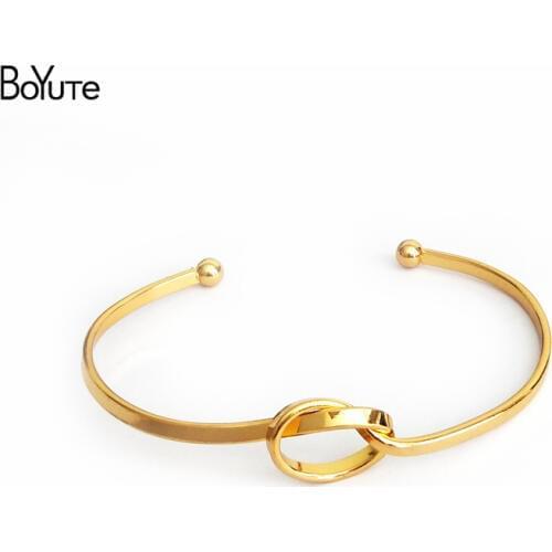 BoYuTe 5Pcs DIY Metal Bangle Bracelet Line Twist Knot Gold Silver Bangle for Women