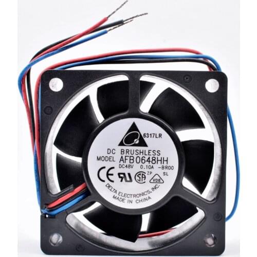 AFB0648HH-BR00 6cm 60ｍｍ 60x60x25mm DC48V 0.10A Double ball bearing 3 wires Cooling fan for the inverter of the server case