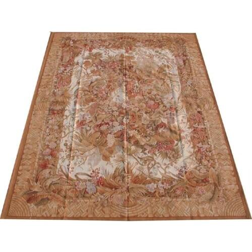 Free shipping 12'x15' Aubusson rugs woolen carpets red design, French Aubusson Carpet, handwoven carpet, square carpet