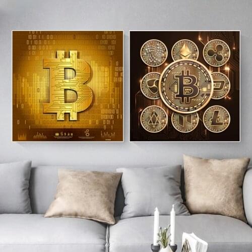 Bitcoin Canvas Painting Modern Office Luxury Wall Art Posters Prints Nordic Minimalist Living Room Home Decoration Pictures