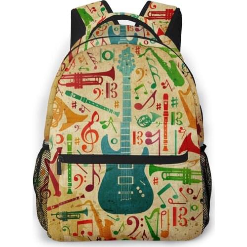 OLN Women Backpack Kids School Bag for Teenage Girls Vintage Music Background Laptop Notebook Bagpack Travel Back Pack 2021