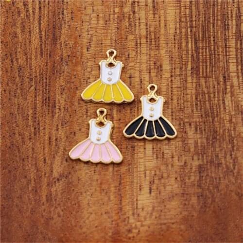 Julie Wang 12pcs Enamel Ballet Skirt Charms Mixed Colors Alloy Girl Dress Pendant Necklace Bracelet Jewelry Making Accessory