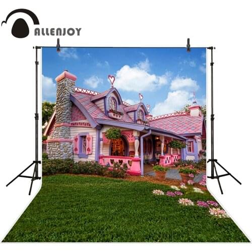 Allenjoy background for photographic studio Grass romantic cute candy house pretty backdrop for baby girl Birthday Celebration