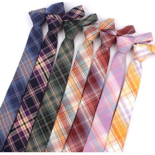 Cotton Plaid Ties For Men Women Casual Purple Groom Necktie For Wedding Party Boys Girls SuitsTie Skinny Necktie Gravatas