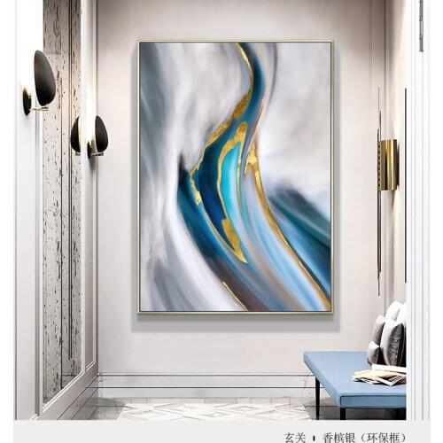 Free Shipping High Quality Gold Blue Oil Paints Abstract Pop Art Oil Painting On Canvas Handmade Animal Indian Horse Paintings