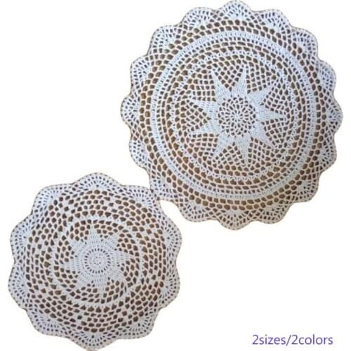 Handmade lace crochet Placemat coffee cotton Table place Mat cloth Doily Cup drink tea Coaster mug Christmas dining Pad kitchen