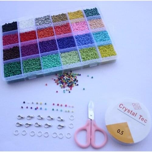 L5YC 24000Pcs 24 Grid 2mm Small Glass Seed Beads for Jewelry Making Mixed Opaque Colors DIY Bracelets Necklaces Crafts Kits