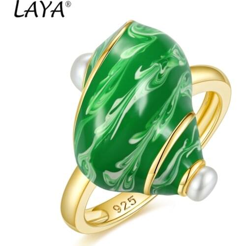 Laya Silver Conch Ring For Women 925 Sterling Silver Simple Design Colorful Fine Jewelry Handmade Enamel 2021 Trend