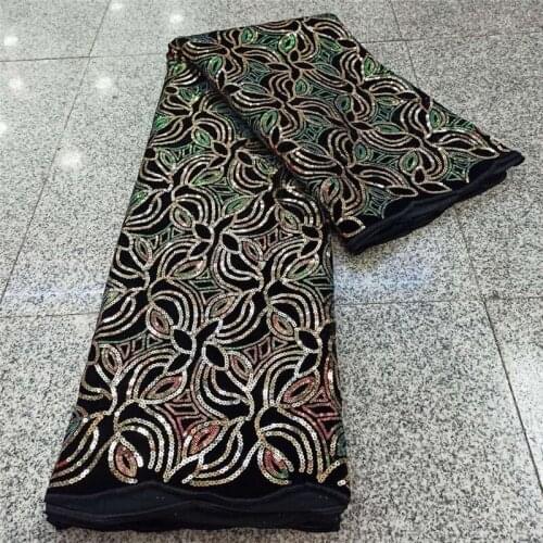 2021 gold Hot Selling Sequins African French Velvet Lace Fabric With Sequins High Quality Nigerian Lace Fabrics For Wedding
