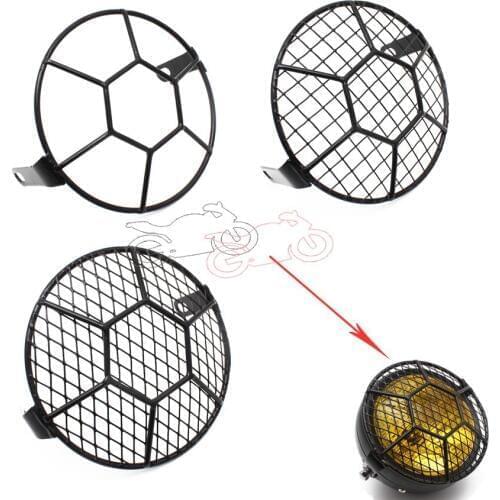 Cafe Racer Motorcycle Headlight Grill Metal Retro Headlamp Mask Front Light Protector Universal For Harley Honda GN125 CG125