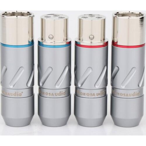 Monosaudio Pure Copper Rhodium Plated 3Pins XLR Balanced Head Amplifier Microphone Audio Cable Plug